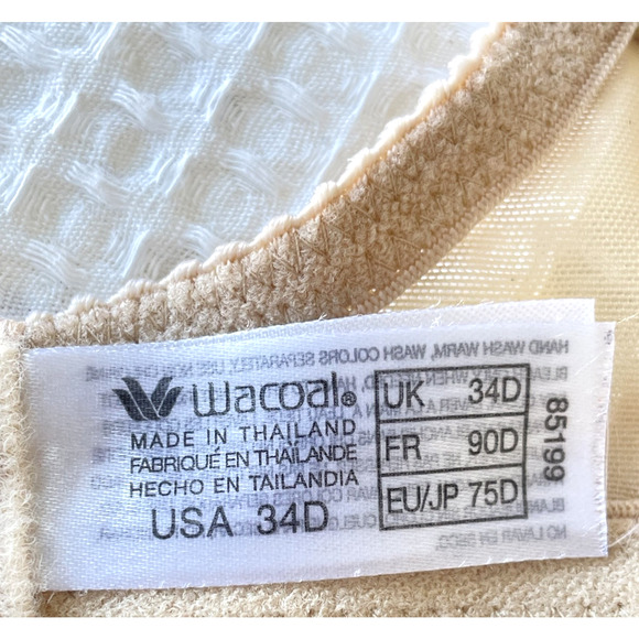 Wacoal Bra Size 34D Arabesque Embroidered Underwire Lace Nude Beige - Picture 5 of 5